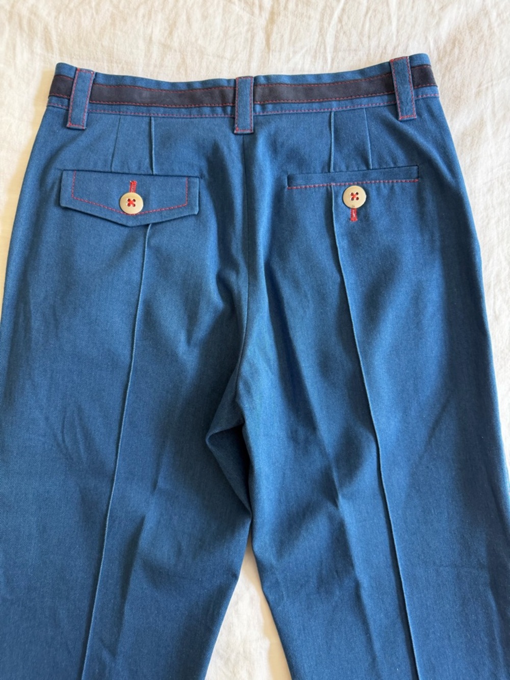 Marc Jacobs Blue Trouser with Red Topstitching and Silver Buttons - Picture 5 of 11